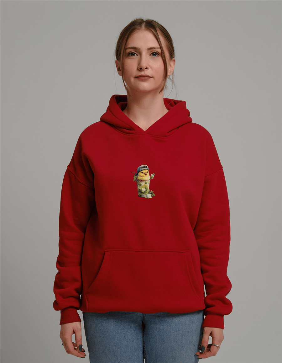 Kokteyl Civciv Baskılı Unisex Kapüşonlu Sweatshirt