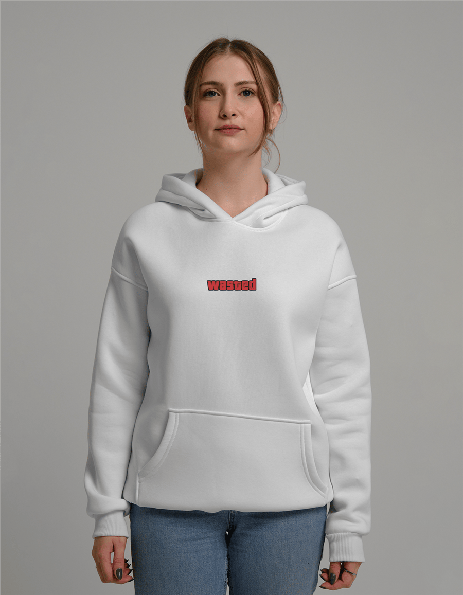 Wasted Baskılı Unisex Kapüşonlu Sweatshirt
