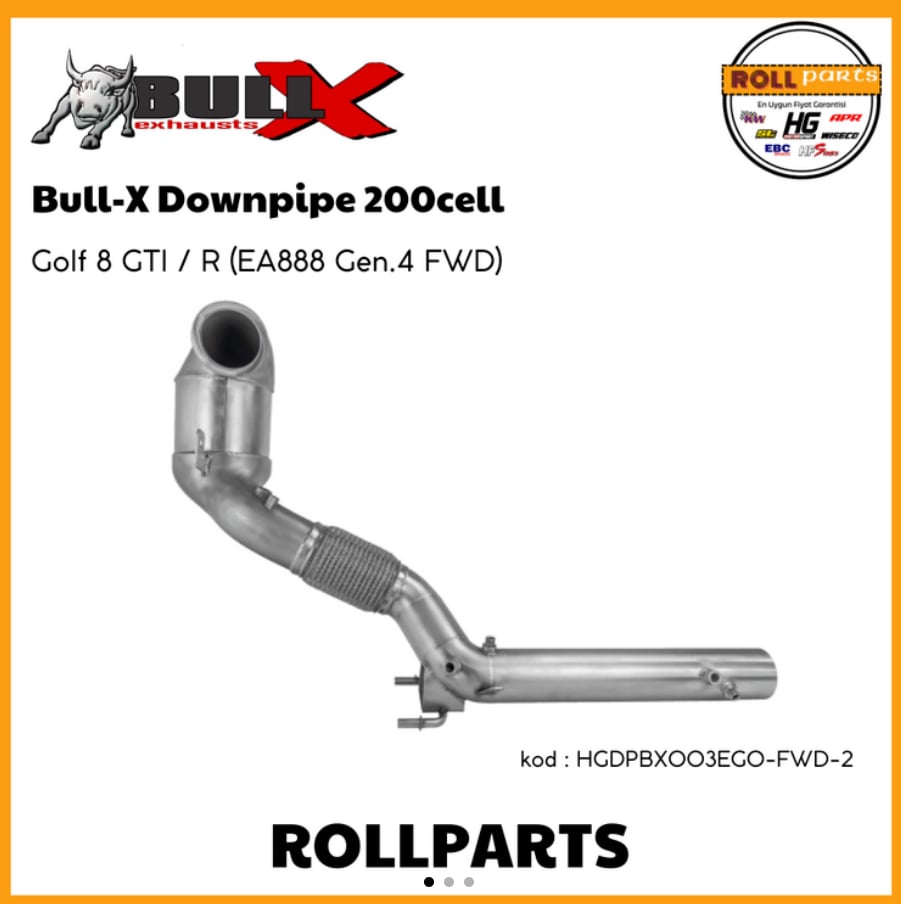 HG MOTORSPORT HGDPBX003EGO-FWD-2 Bull-X 2.0 TSI E6 OPF FWD EGO downpipe MQB evo EA888 gen4 “200cell race version without OPF” 