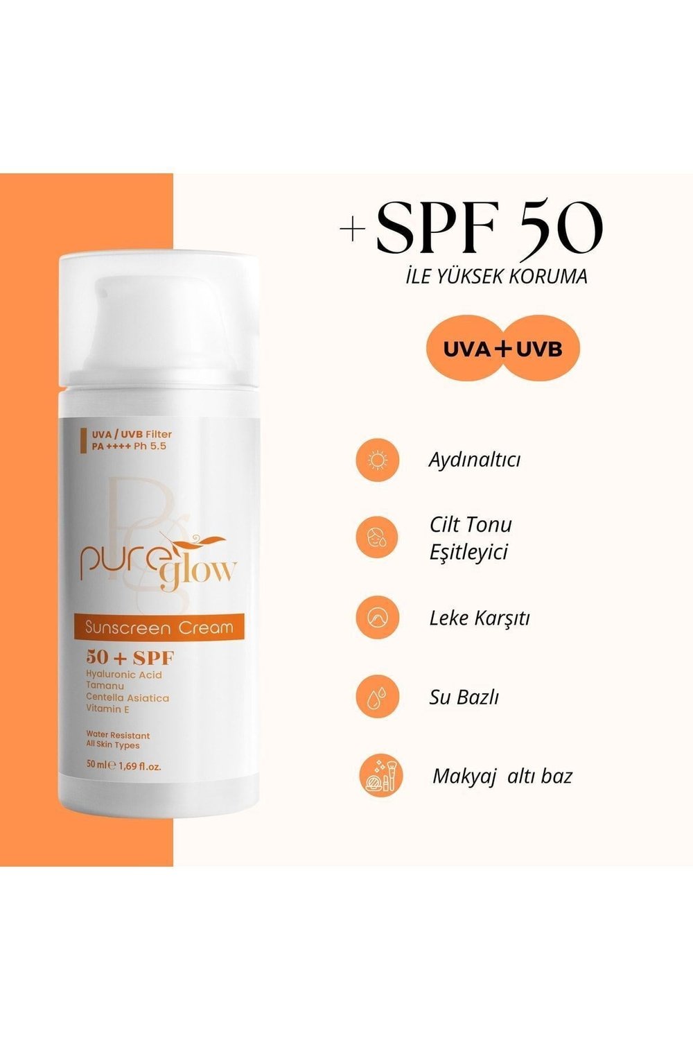 50 +spf Leke Karşıtı Güneş Kremi (su Gecirmez,hyaluronic Acid ,b5)