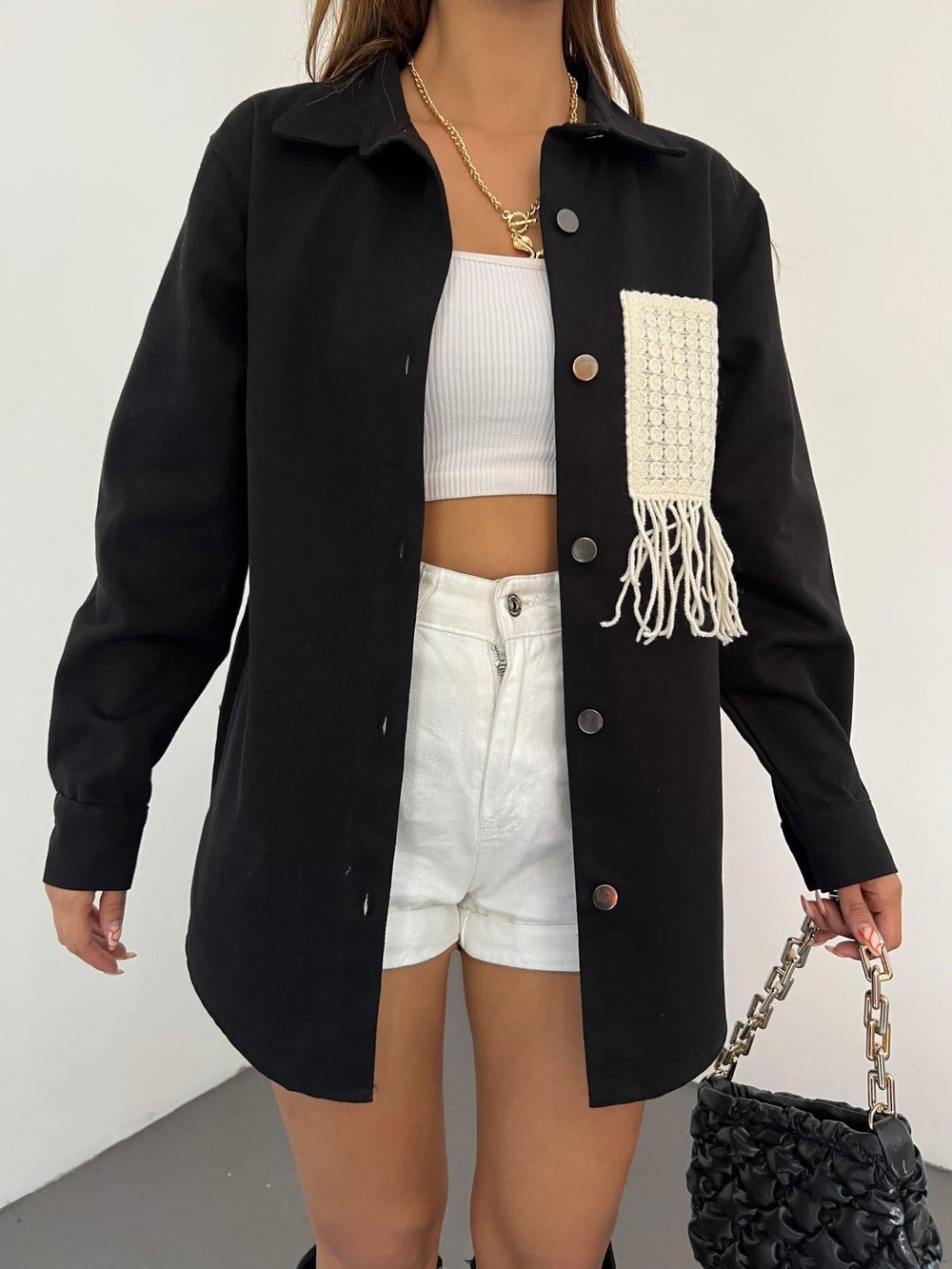 Gabardin Püskül Detaylı Ceket