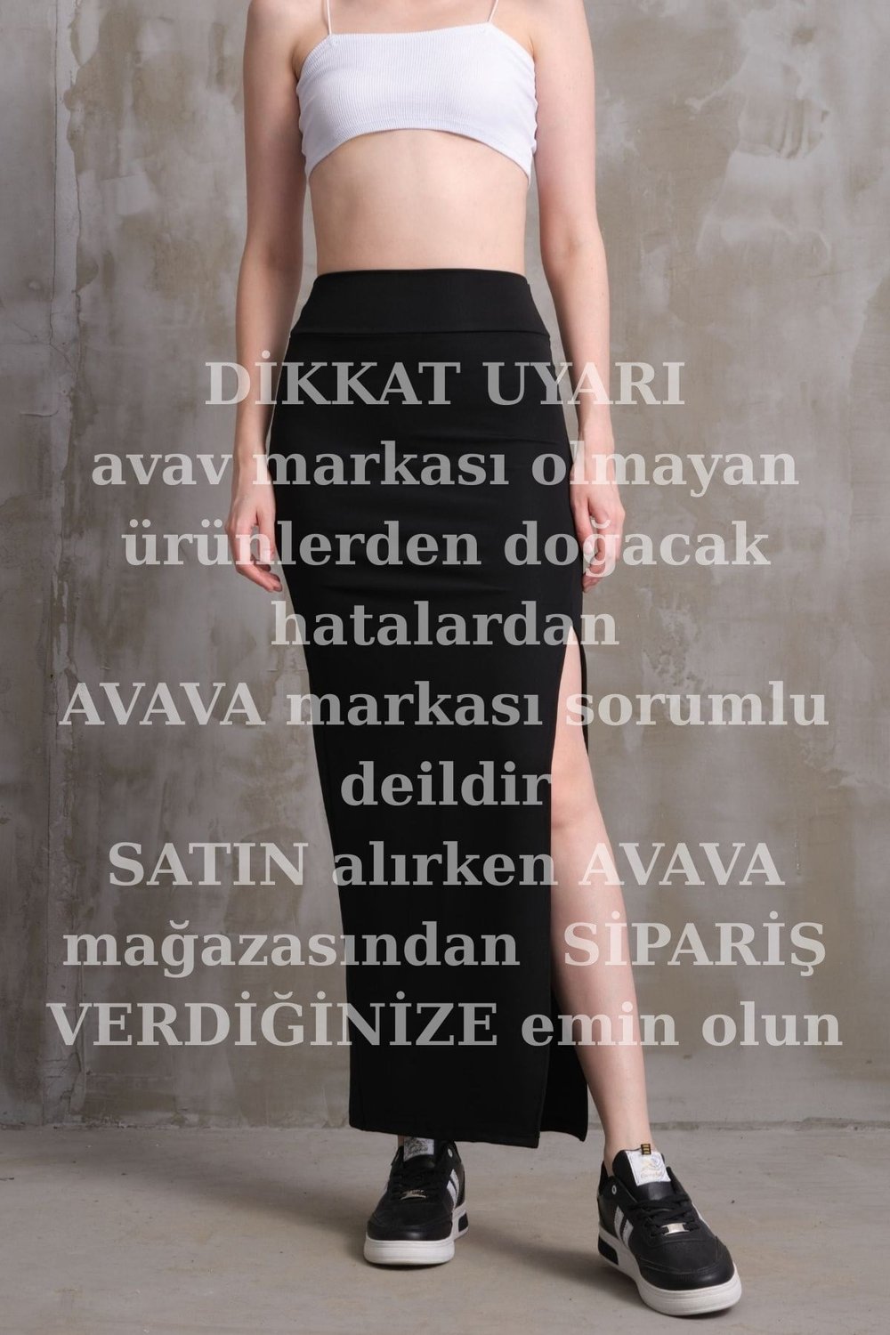 Kadın Ottoman Kumaş Yırtmaçlı Uzun Etek
