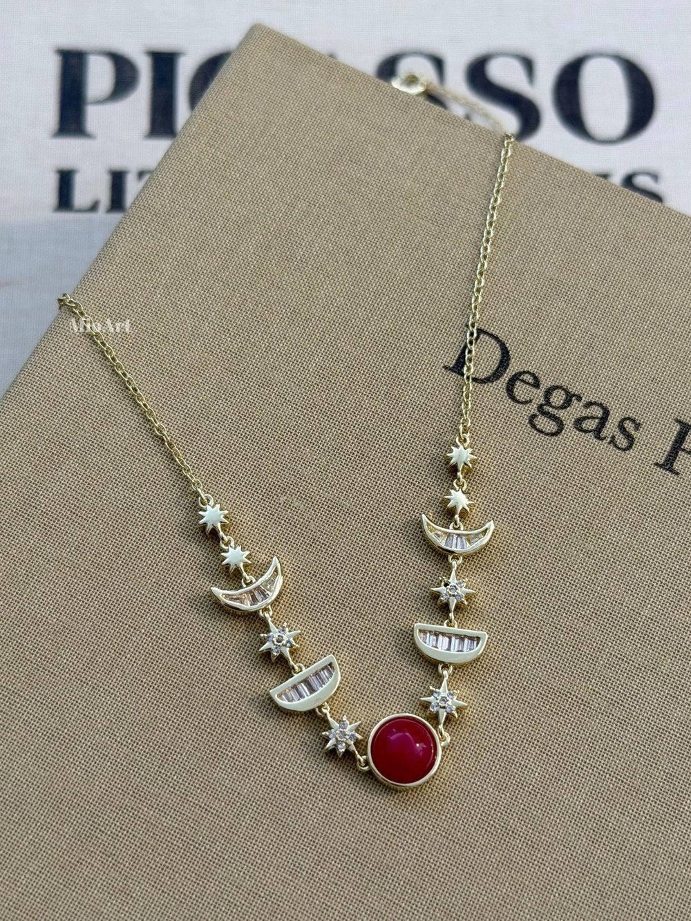 Pembe Taşlı Gold Kolye