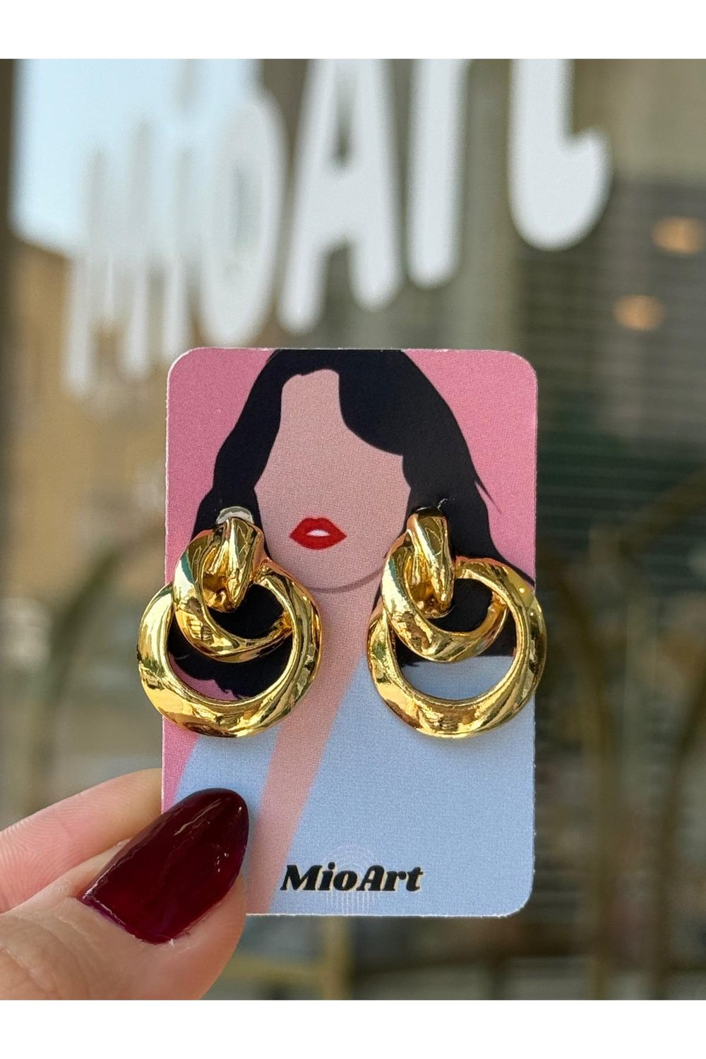 Trend Kadın Lüks Gold Renk Iç Içe Daire Küpe (Küçük Model)