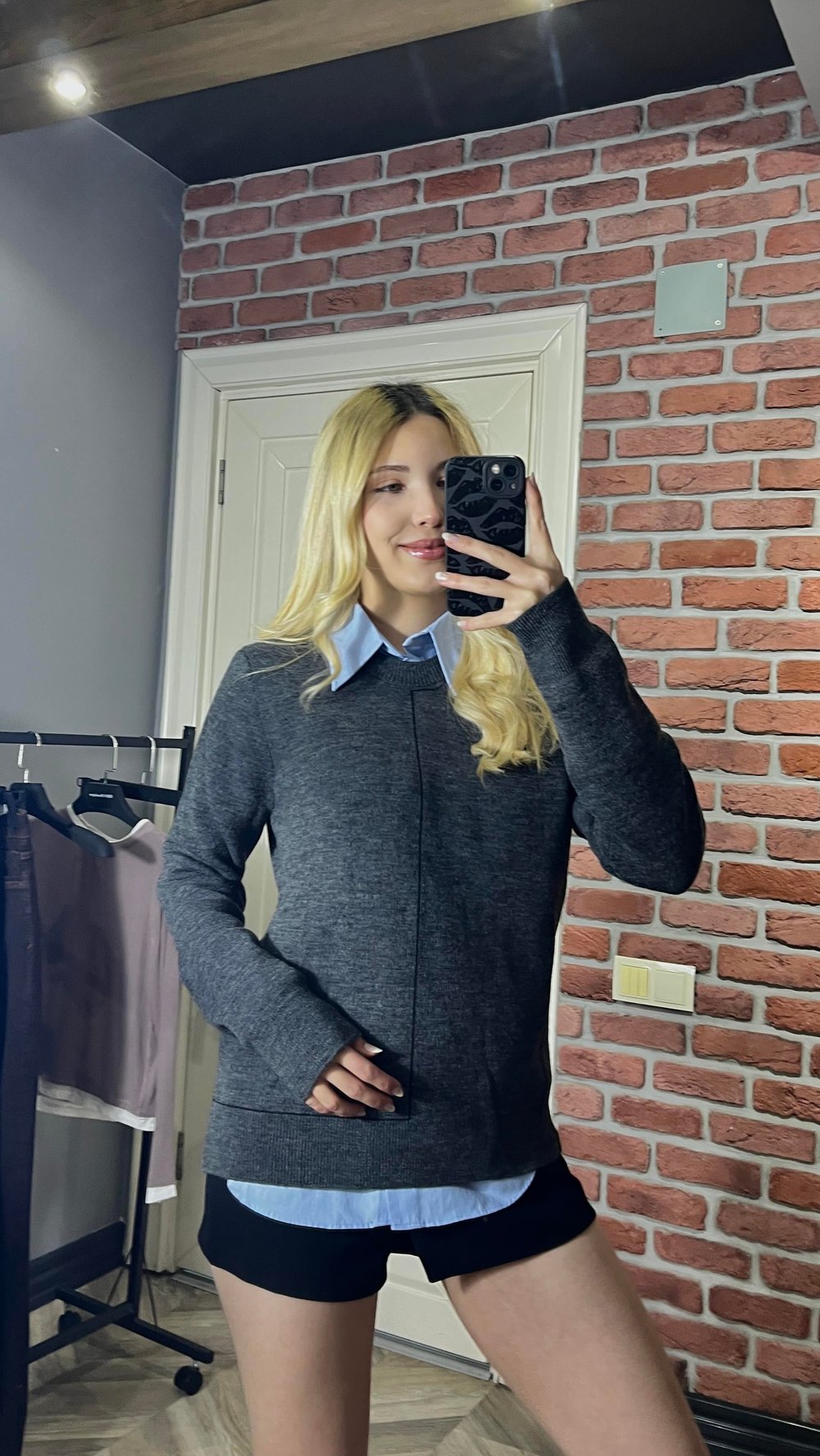 Kadın Gri Bisiklet Yaka Uzun Kollu Kazak