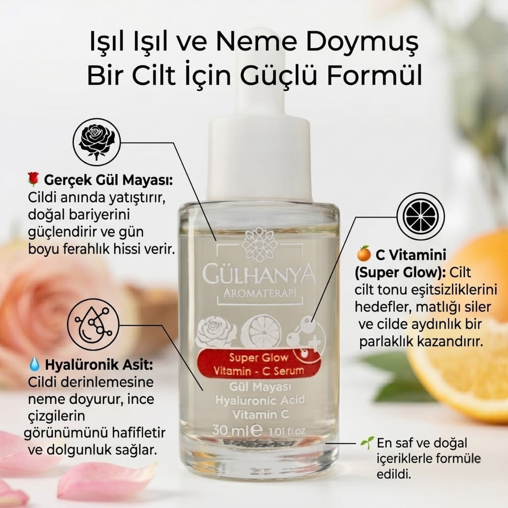 Gül Mayası ve C Vitamini içerikli Aydınlatıcı - Leke Karşıtı Serum