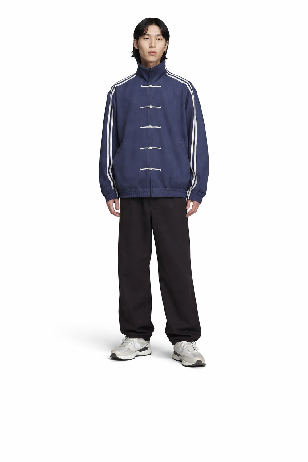 Çin Düğmeli Oversize Unisex Ceket ( lacivert )