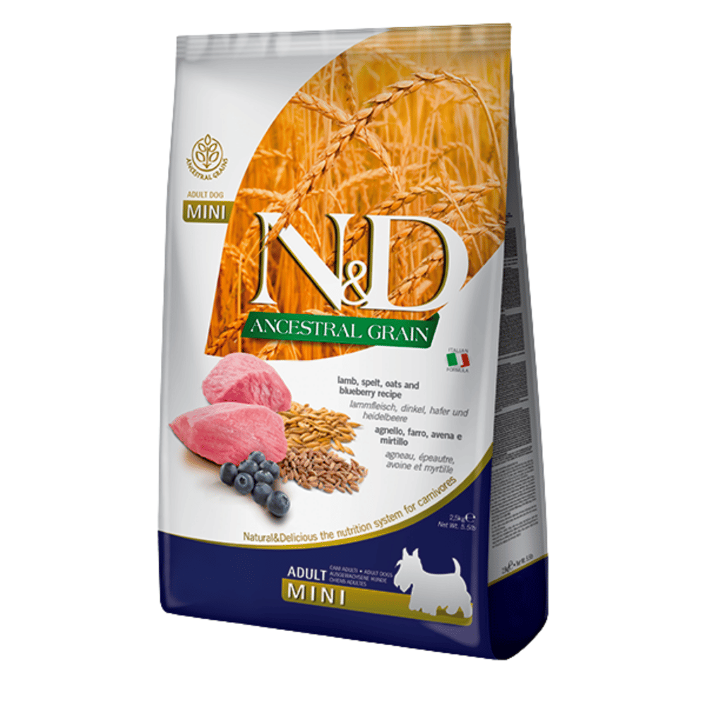 N&D ANCESTRAL Düşük Tahıllı Kuzu-Yaban Mersini Küçük Irk Yetişkin Maması 2.5 Kg
