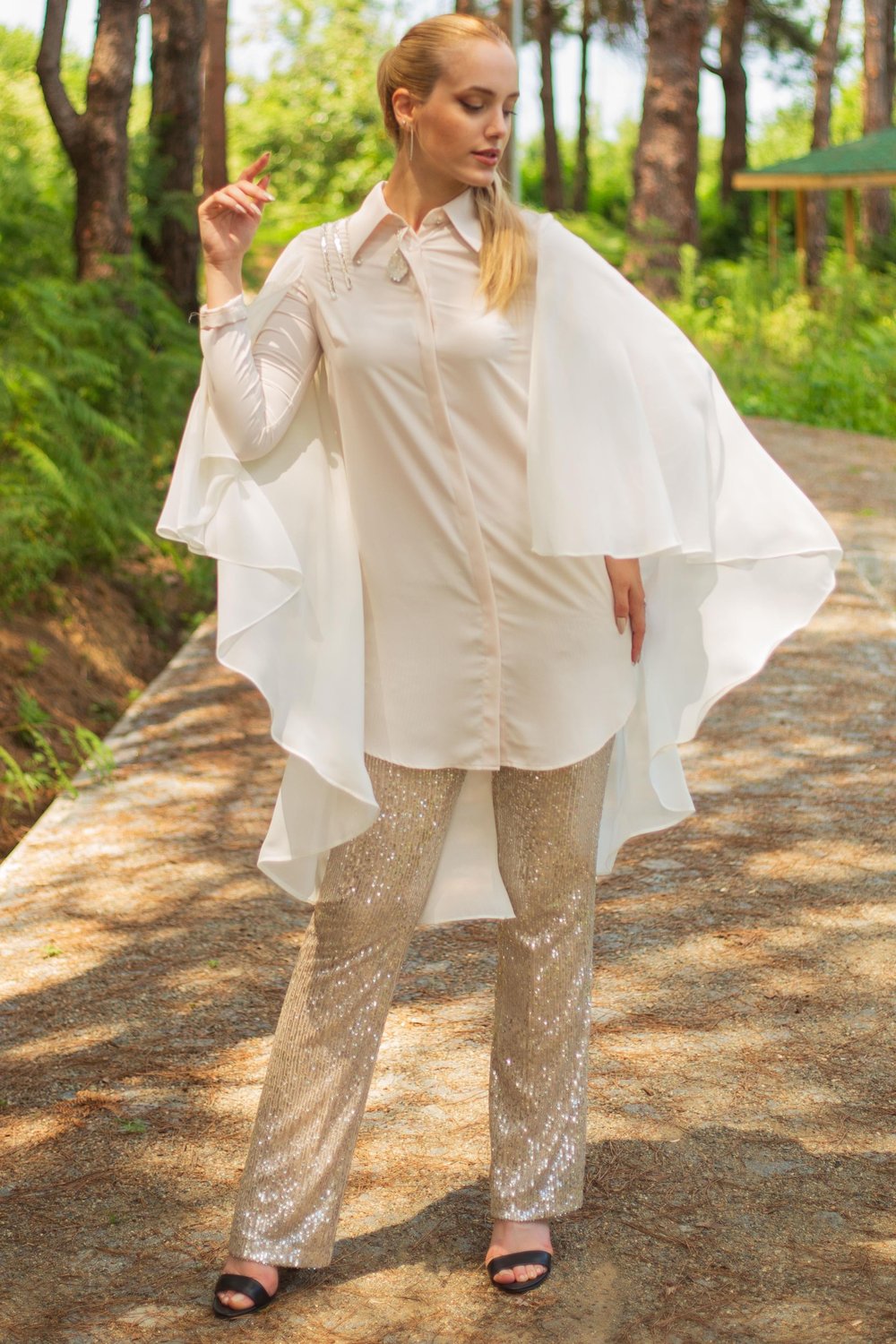 Ekru Tunikli Pantolonlu Takım Abiye P-0000013807-EKRUEKR44
