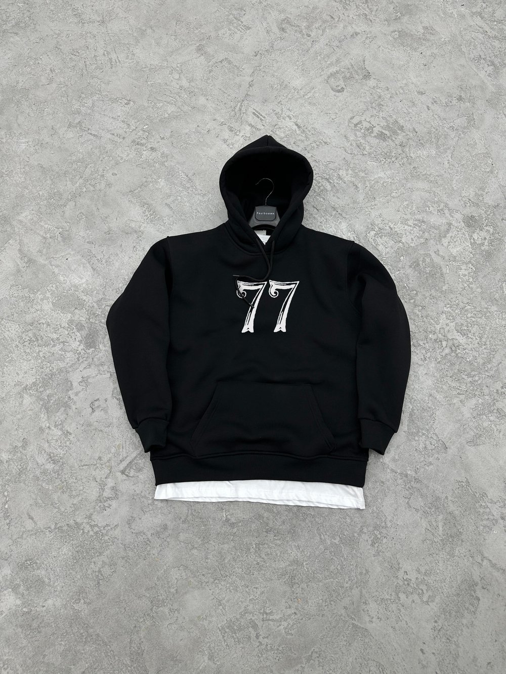 3 İplik Şardonlu 77 Sweatshirt - Siyah