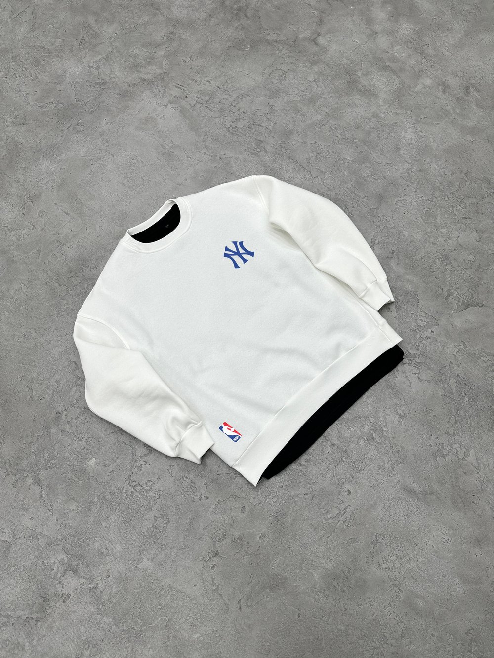 3 İplik Şardonlu Bisiklet Yaka NY Sweatshirt - Beyaz