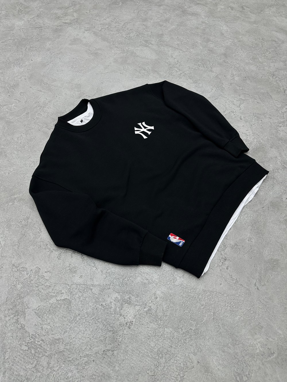 3 İplik Şardonlu Bisiklet Yaka NY Sweatshirt - Siyah