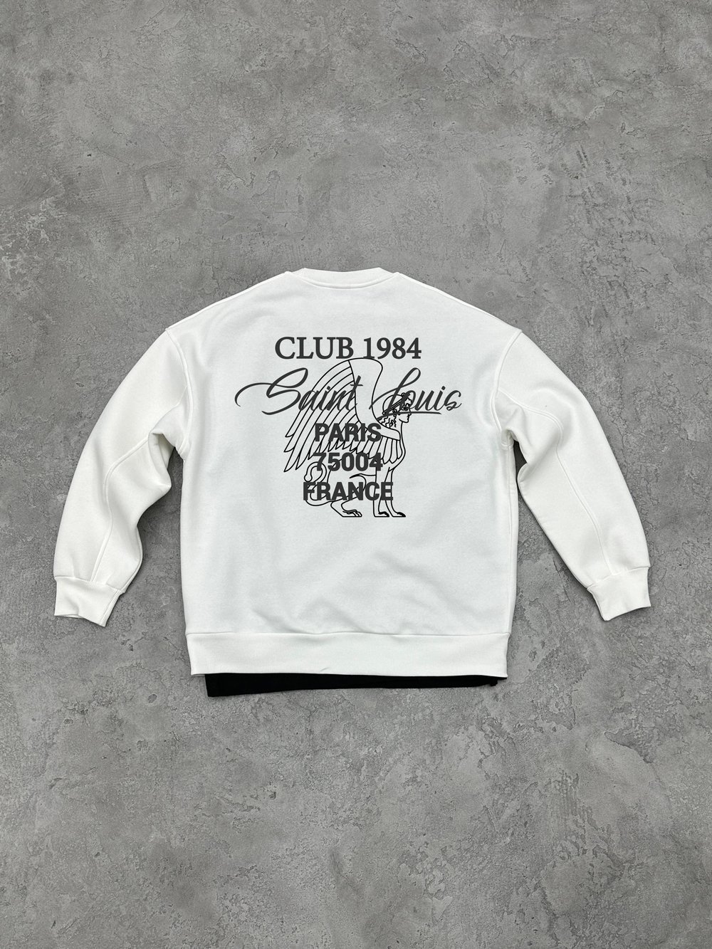 3 İplik Şardonlu Bisiklet Yaka PARIS Sweatshirt - Beyaz