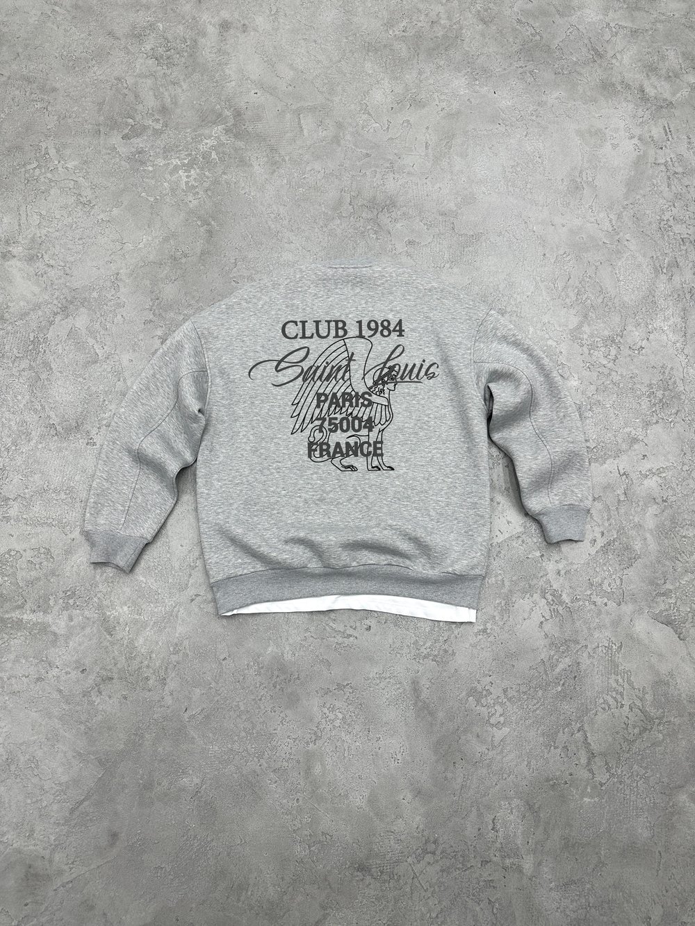 3 İplik Şardonlu Bisiklet Yaka PARIS Sweatshirt - Gri
