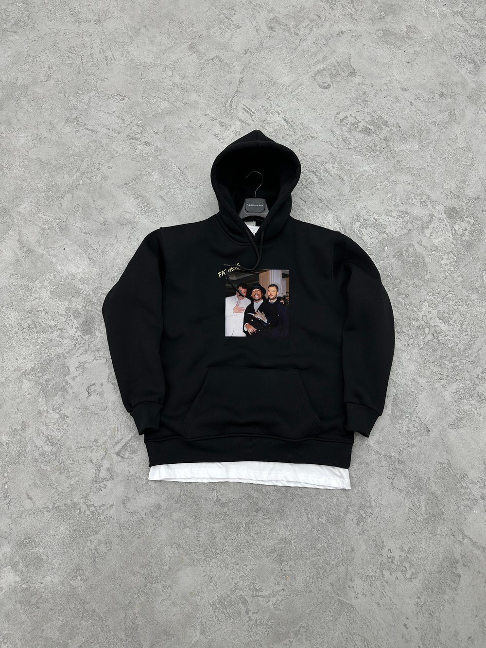 3 İplik Şardonlu FATHERS Sweatshirt - Siyah