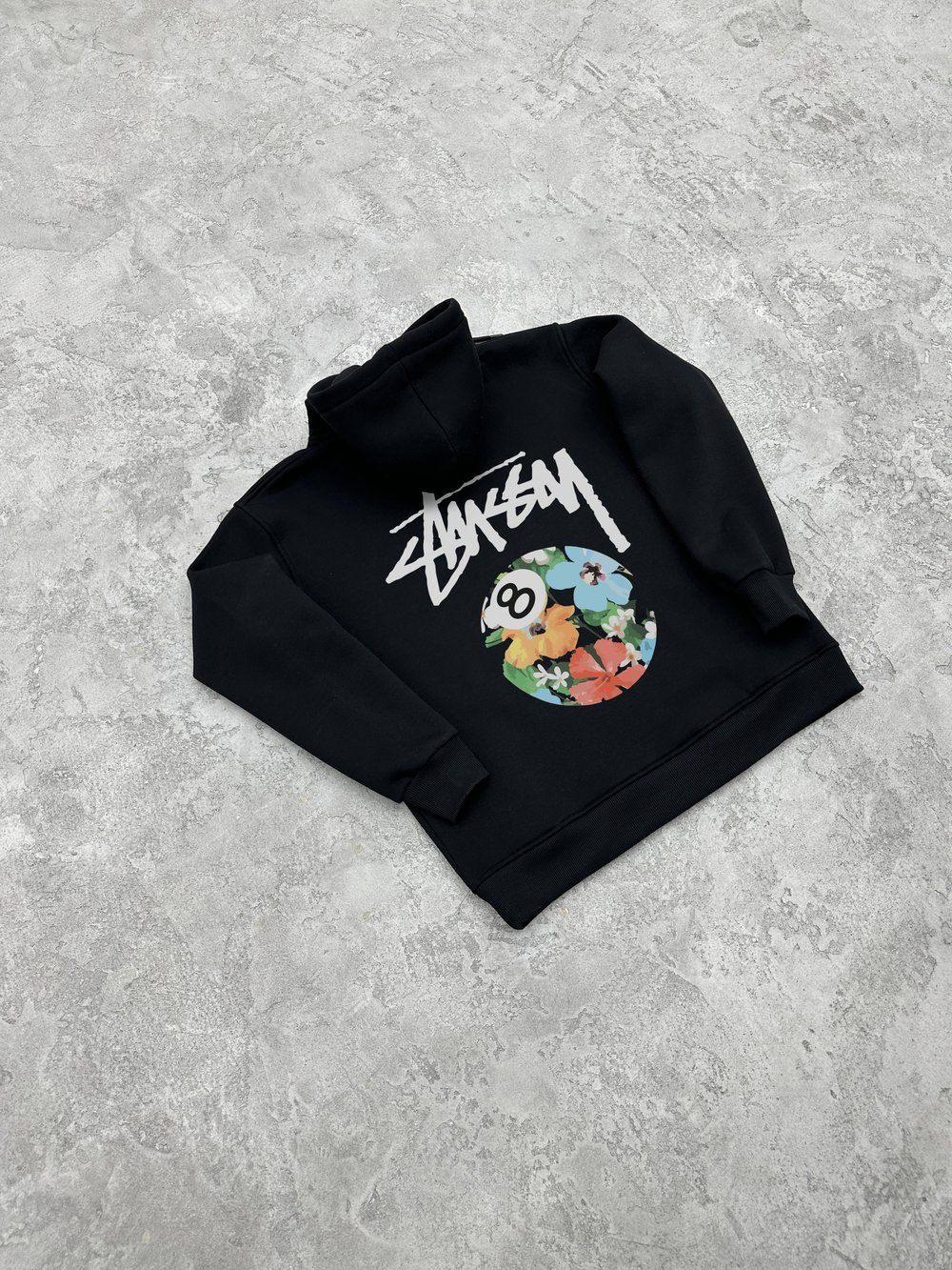 3 İplik Şardonlu STUSSYFLO Sweatshirt - Siyah