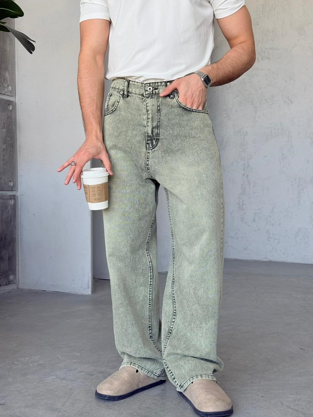 3368 YEŞİL MATCHA BOL KALIP BAGGY PANTOLON
