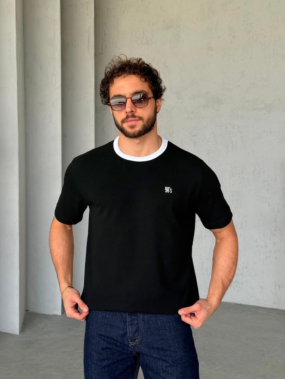 90'S Nakışlı T-Shirt M - Siyah