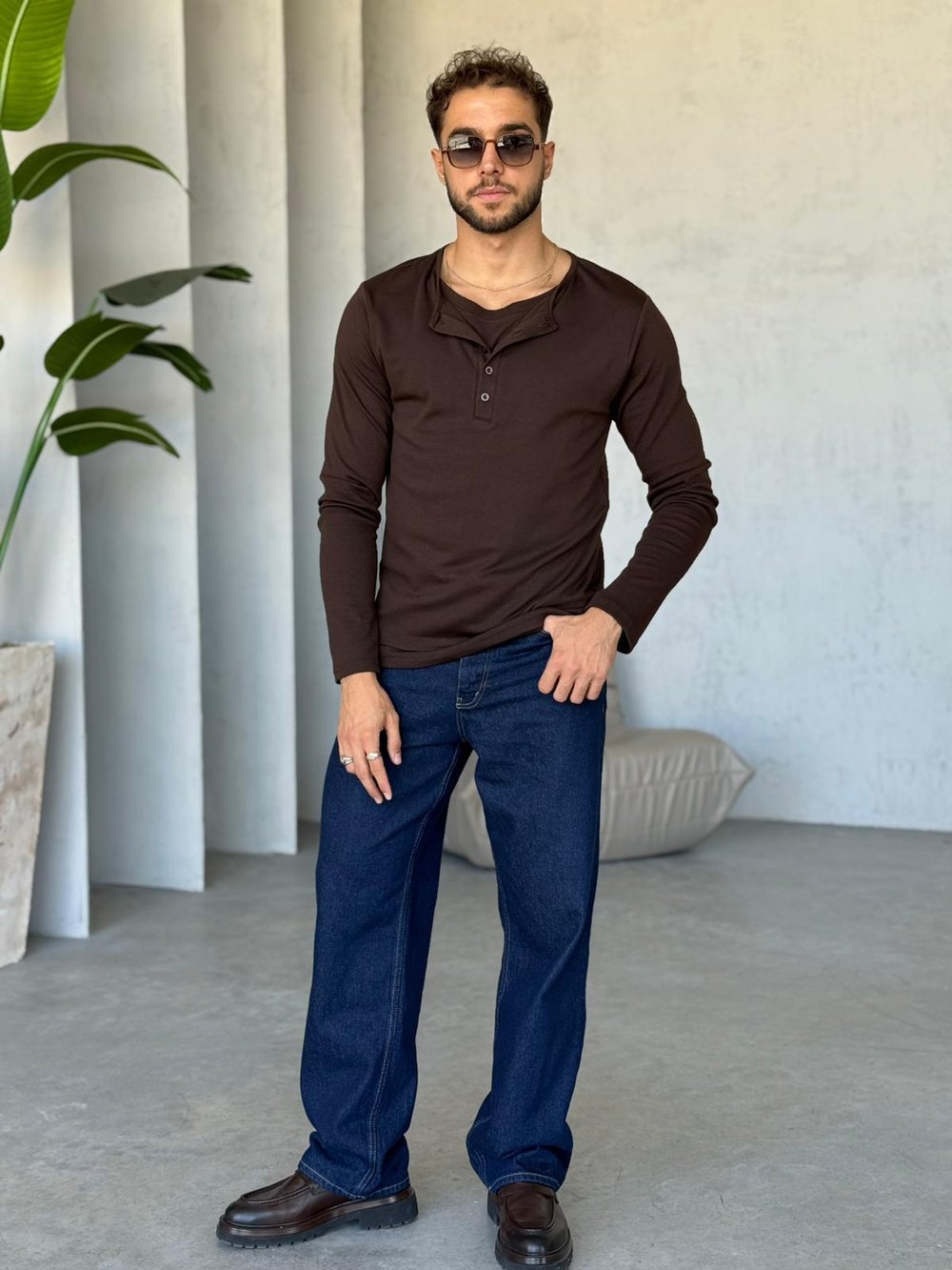 Atlet Detay İnce Sweatshirt Kahve
