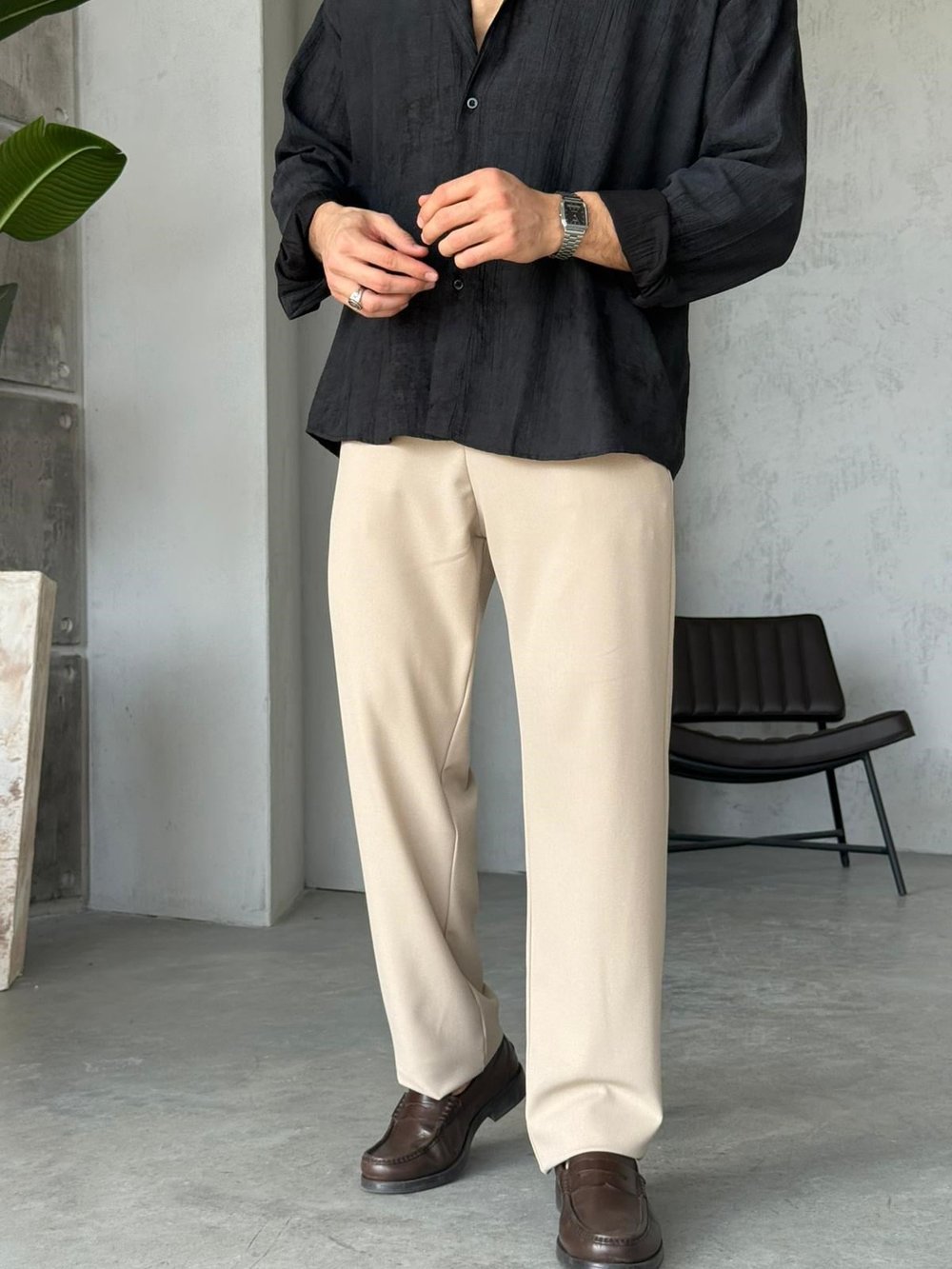 Baggy Fit Kumaş Pantolon W - Bej