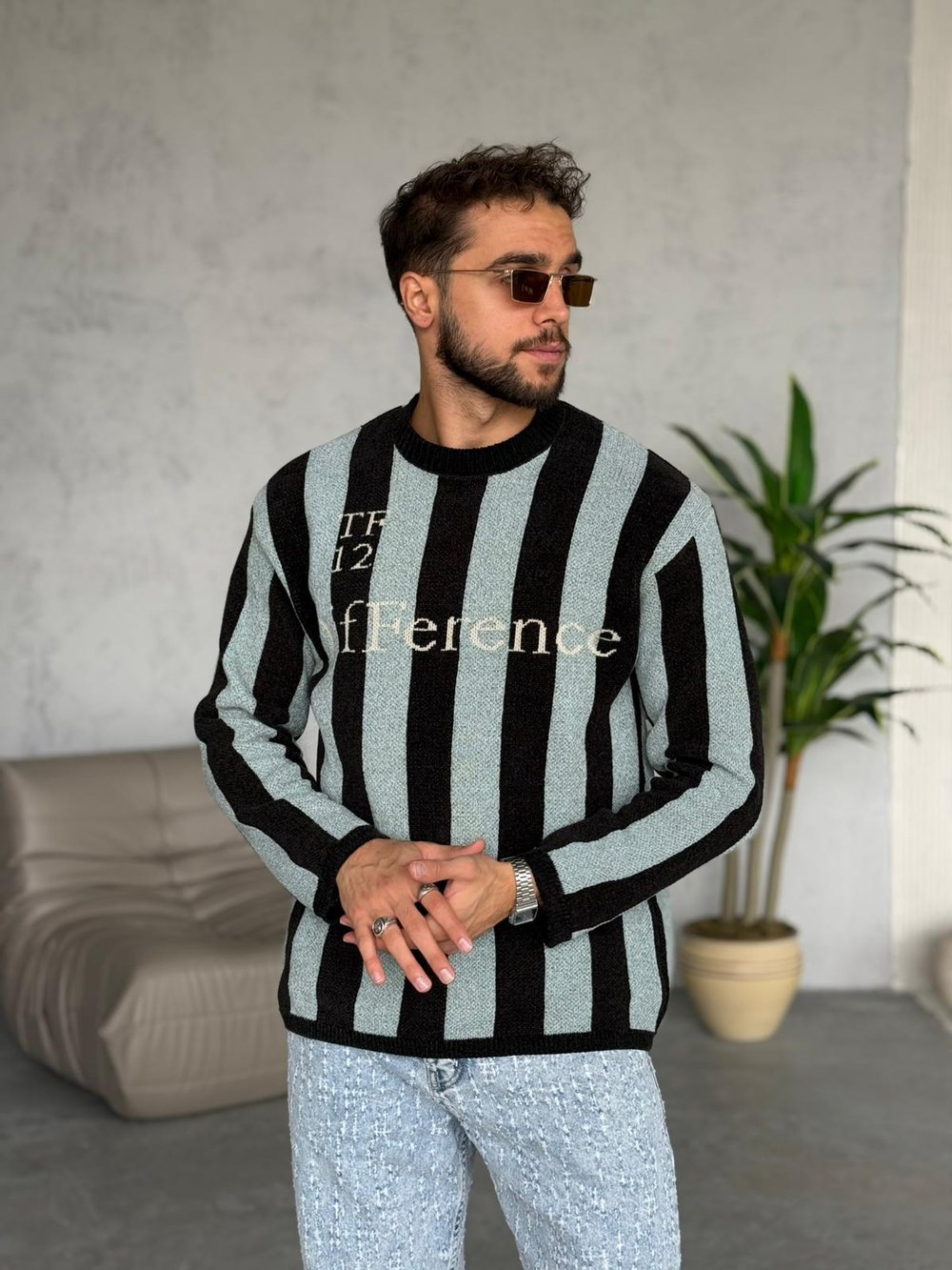 ÇUBUKLU PREMİUM DESEN TRİKO TURKUAZ