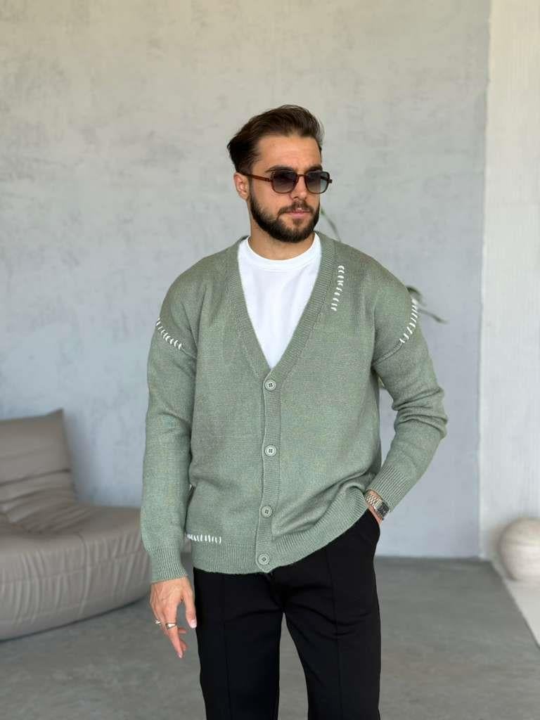 DİKİŞ DETAYLI TRİKO HIRKA - Mint