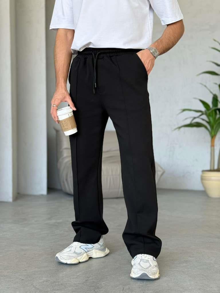 DUBBLE FACE KUMAŞ ÇİMALI JOGGER PANTOLON - Siyah