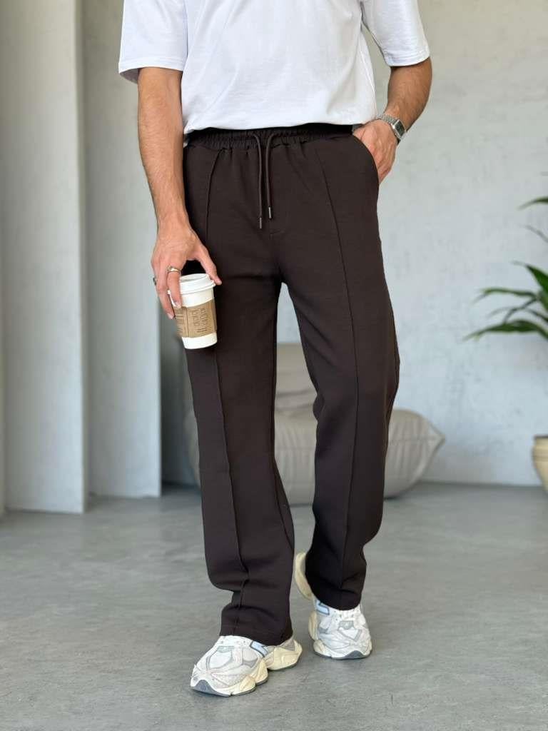 DUBBLE FACE KUMAŞ ÇİMALI JOGGER PANTOLON - Kahverengi