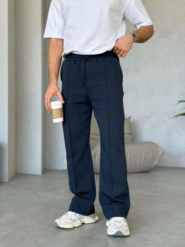 DUBBLE FACE KUMAŞ ÇİMALI JOGGER PANTOLON - Lacivert