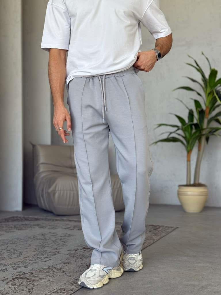DUBBLE FACE KUMAŞ ÇİMALI JOGGER PANTOLON - Gri