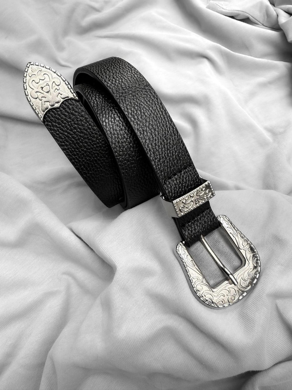 Eskitme Silver Suni Deri Kemer