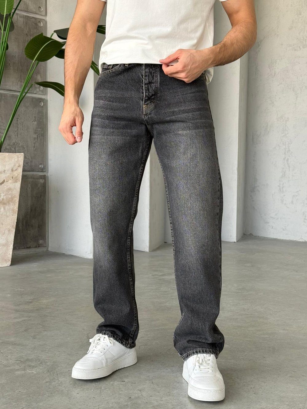Füme Yıkamalı Baggy Kot Pantolon 