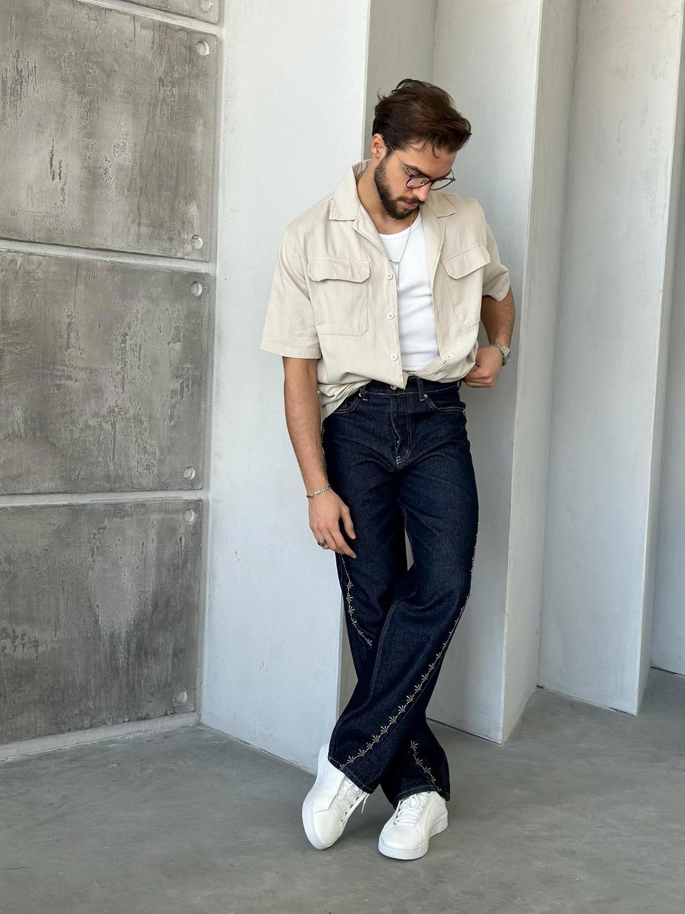 GM241092 Cepli gabardin kumaş gömlek KREM V