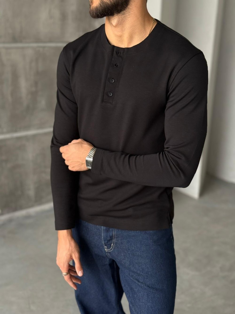 Hanley Yaka Modal Kumaş Sweat - Siyah