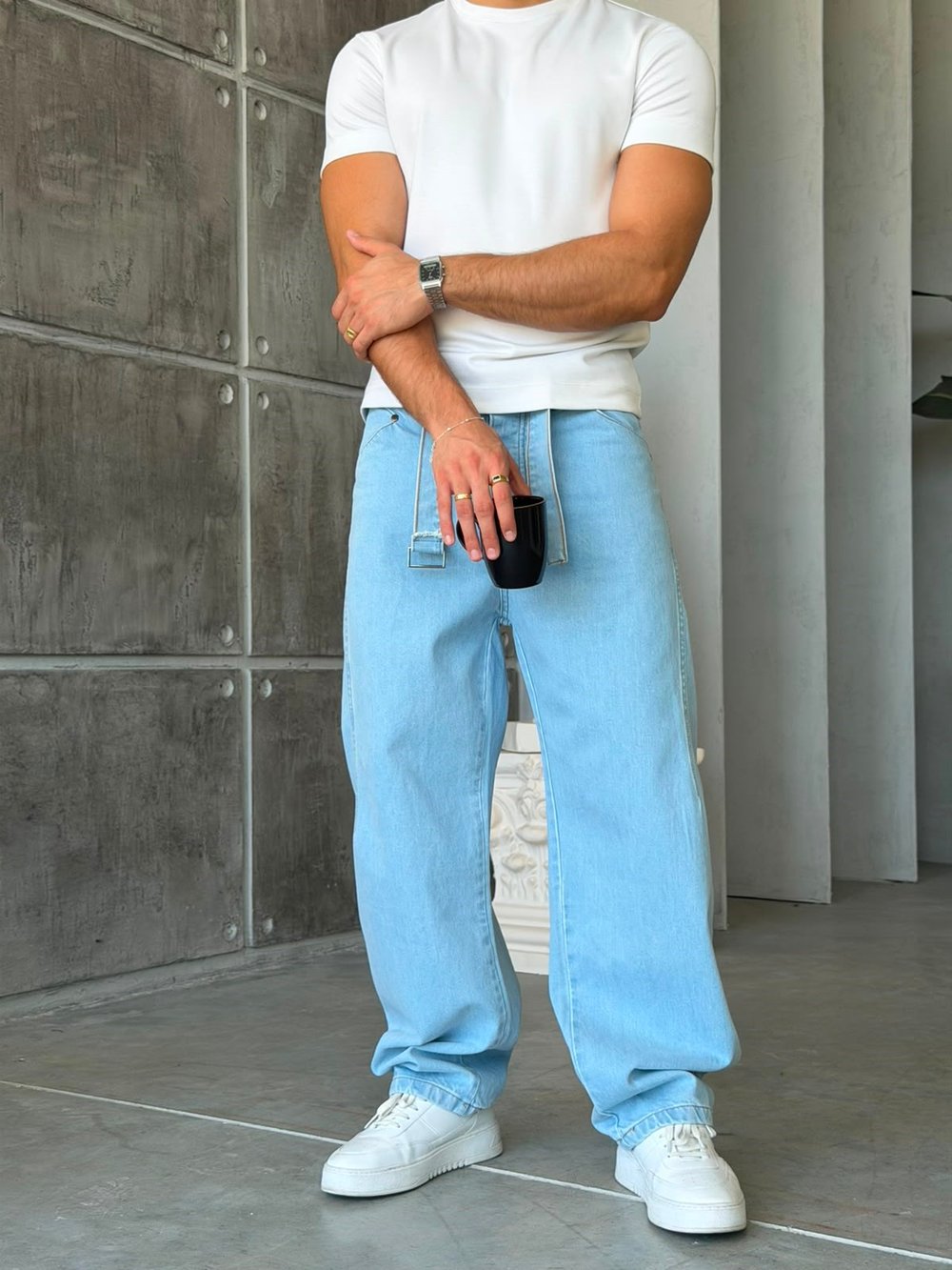 Kemer Detaylı Premium BAGGY Kot Pantolon K