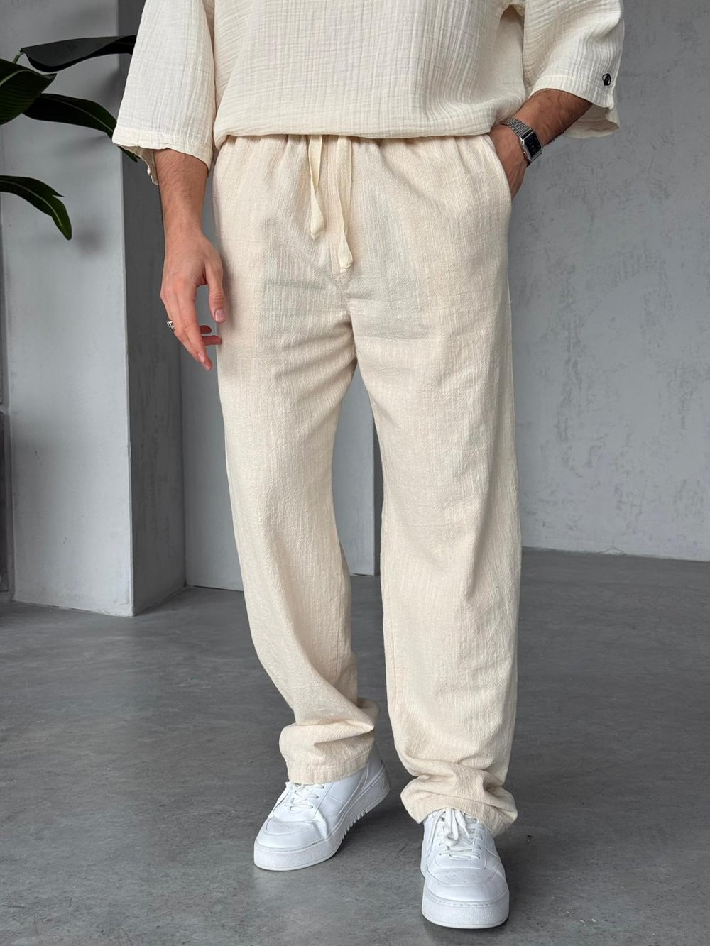 Keten Baggy Pantolon G - Naturel