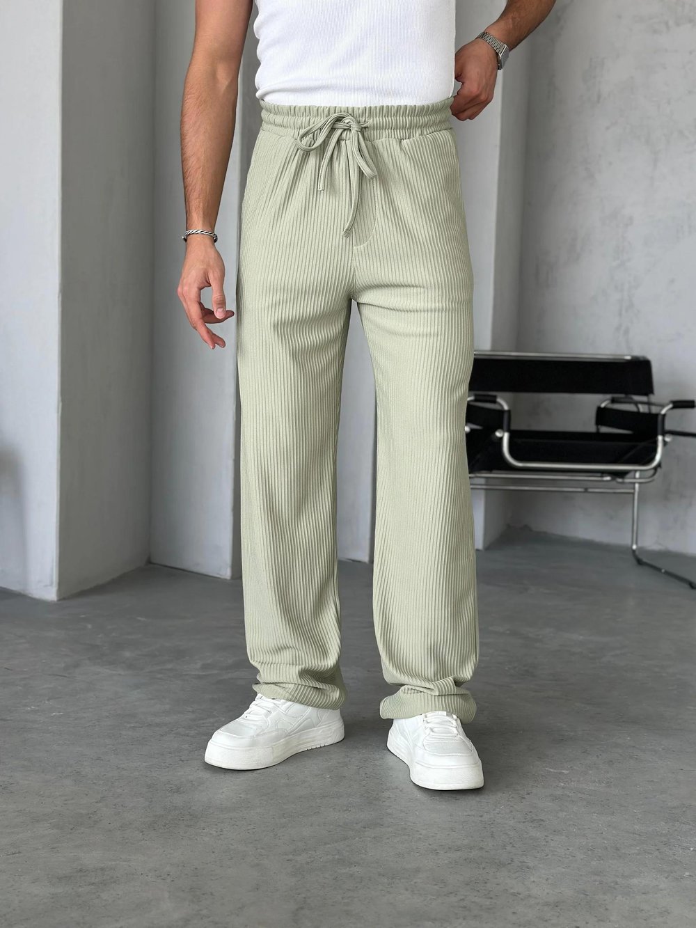 KM220 Fitilli Baggy Kumaş Pantolon Mint Yeşil G