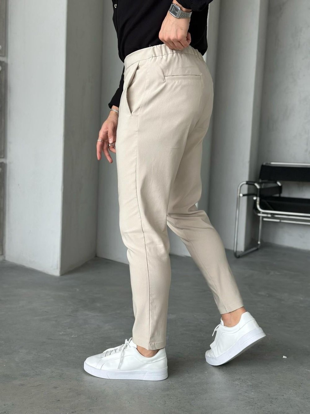 KM50323 jogger kumaş pantolon KREM W