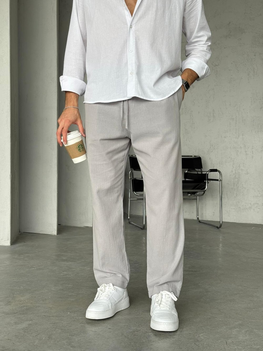 Krinkıl Kumaş Baggy Pantolon - Gri