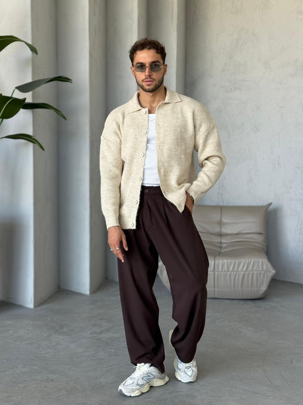 KZ018 Düğmeli Oversize Hırka V Bej