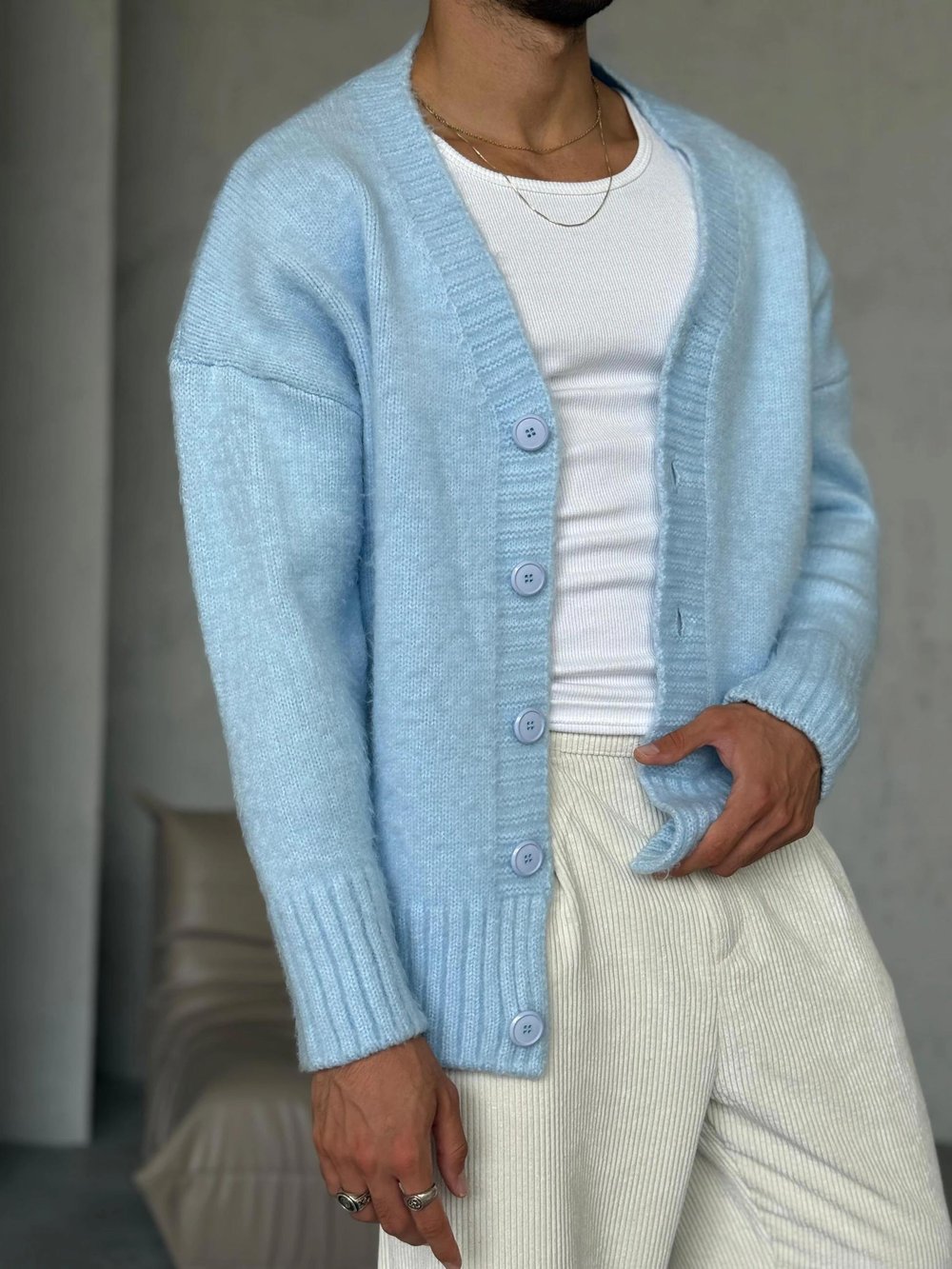 KZ038 Sakal Kumaş Hırka Bebe Mavi