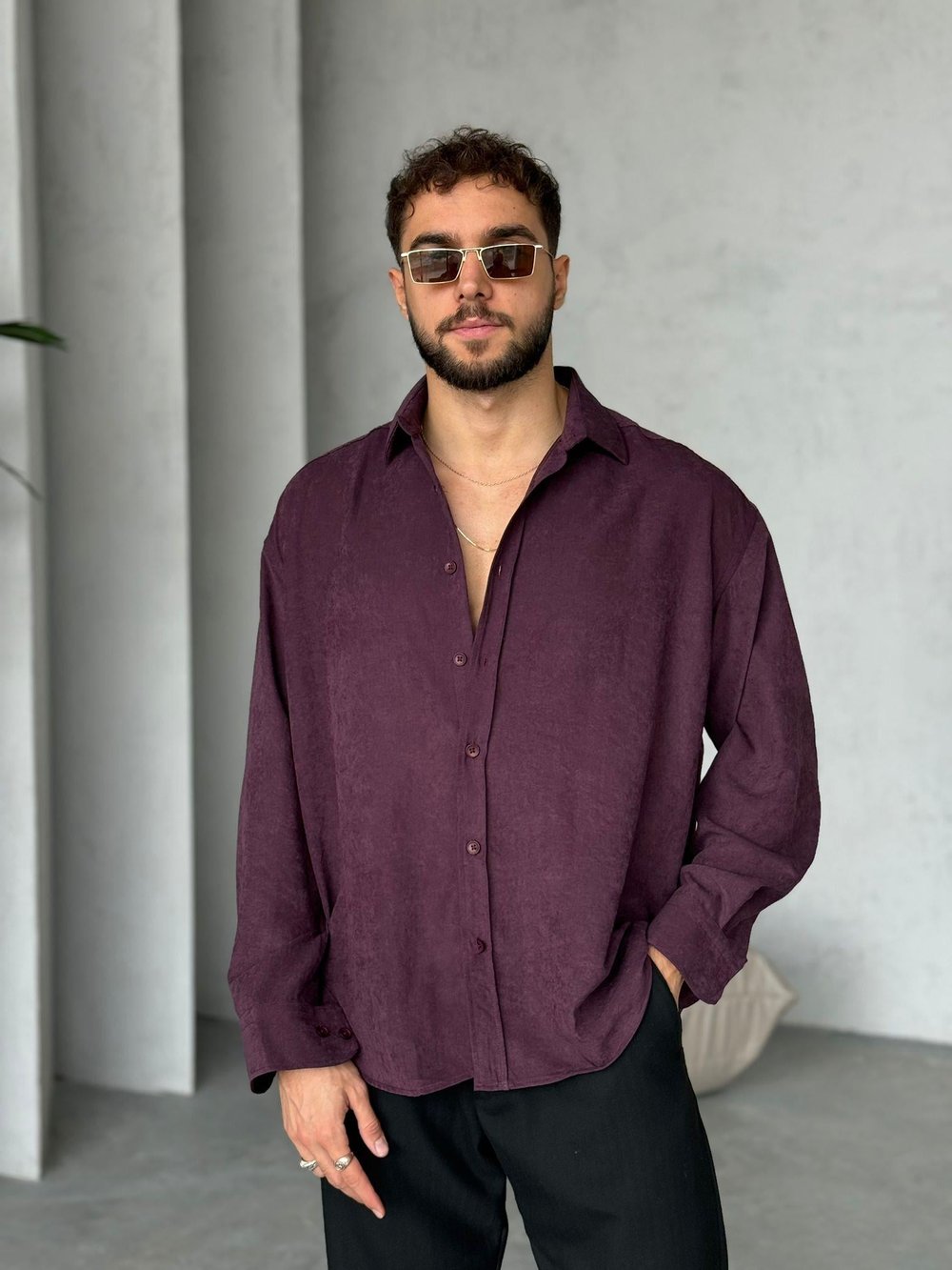 Modal Kumaş Gömlek - Bordo
