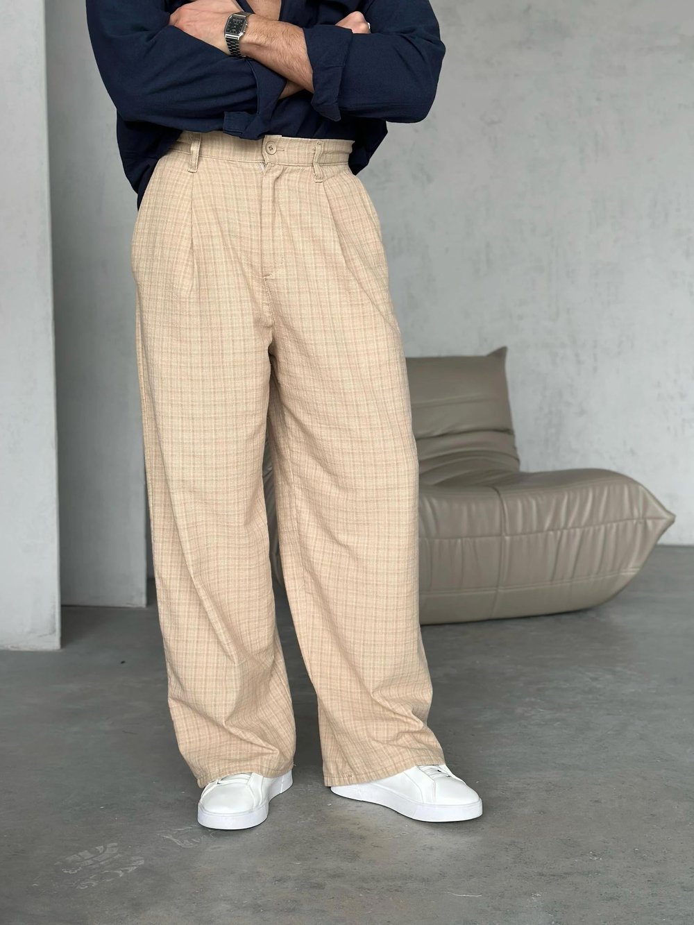 Old Money Baggy Kumaş Pantolon Bej