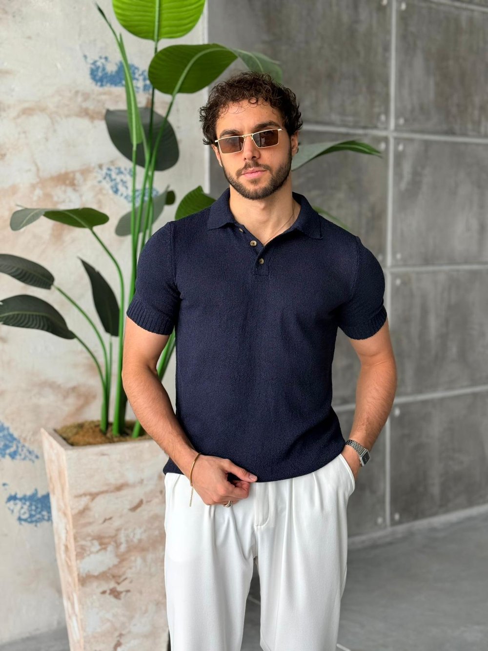 Örme Basic Polo Yaka M - Lacivert