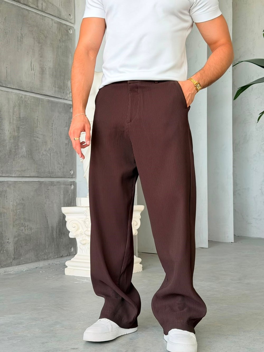 OTTOMAN KUMAŞ BAGGY PANTOLON  -KAHVE