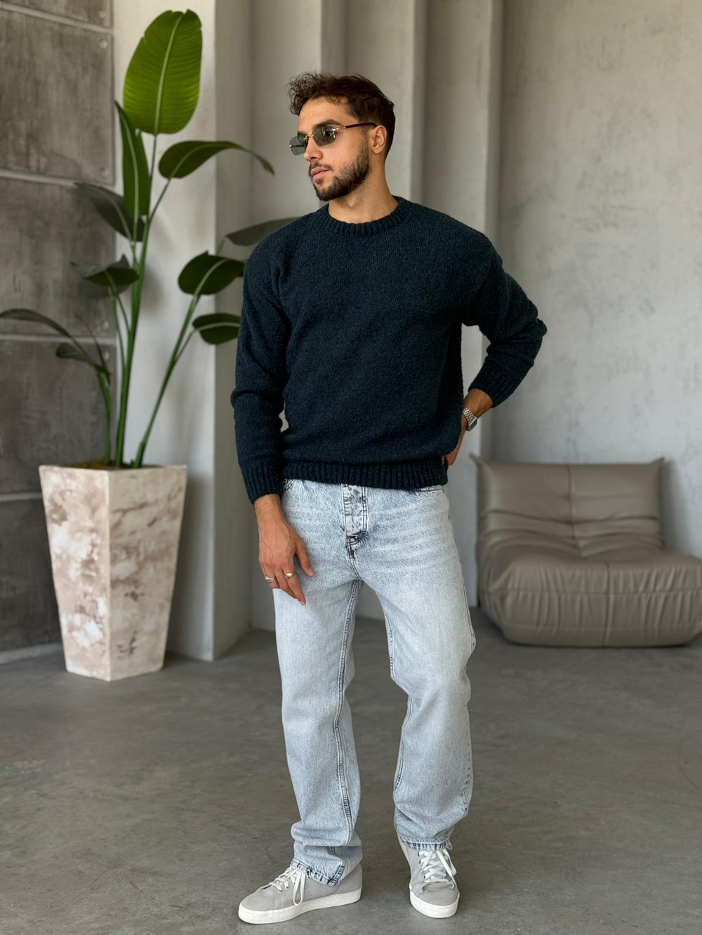 Oversize Basic Triko Petrol K
