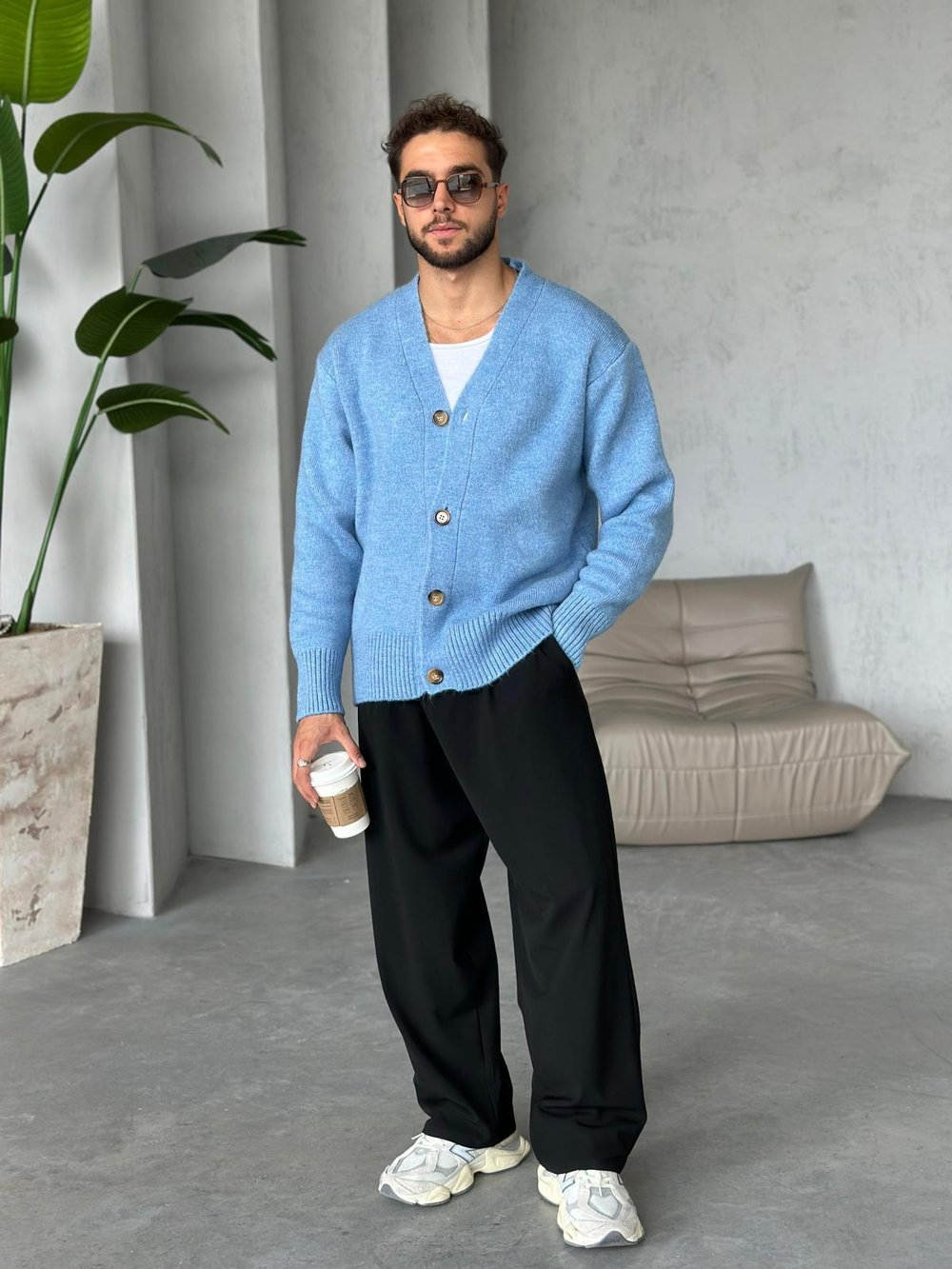 Oversize Yün Örme Bebe Mavi M
