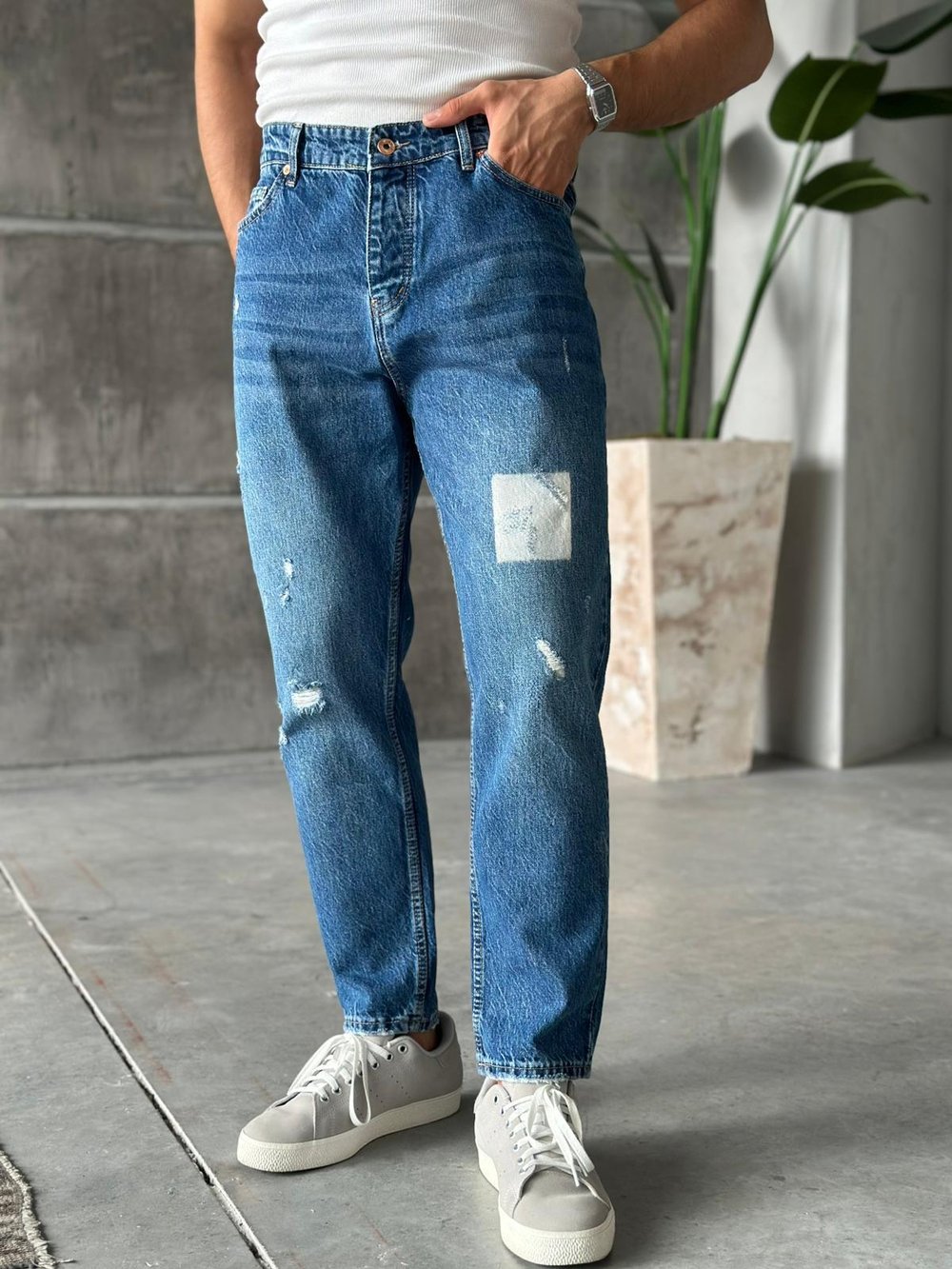P2364 Yırtık Detaylı Boyfriend Pantolon