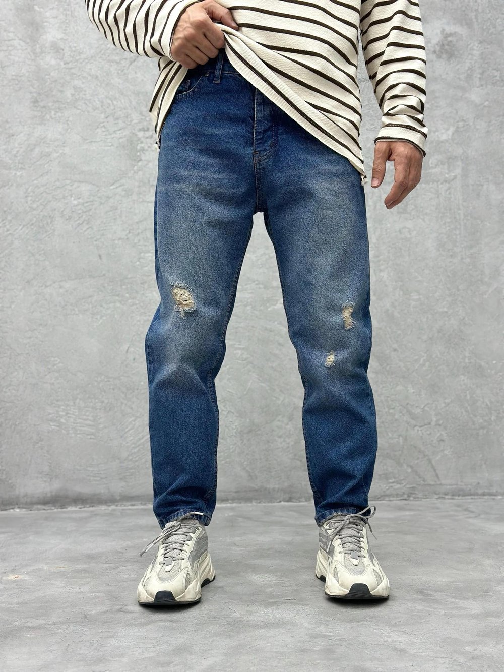 P404 Mavi Yırtıklı Boyfriend Pantolon K