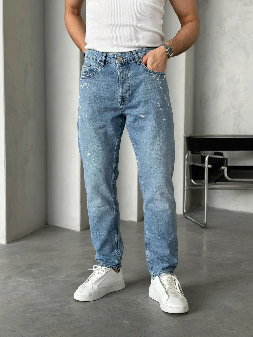 P50310 Boyama detaylı boyfriend kot pantolon